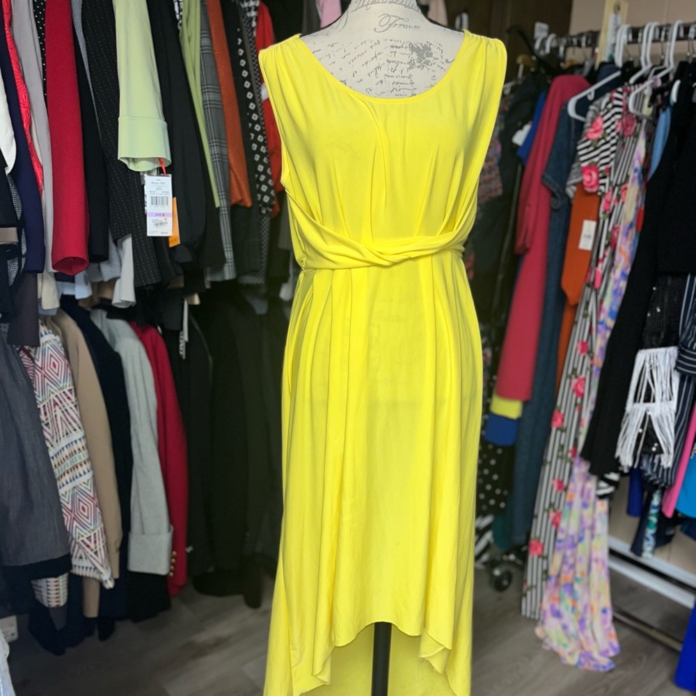 Jon & Anna yellow hi- lo dress - L